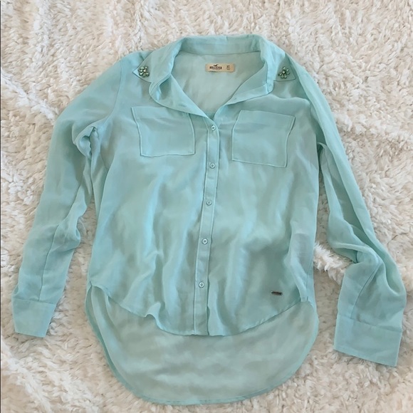 Hollister Tops - Sheer mint hollister high low top